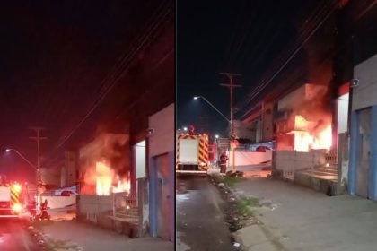 Incêndio em galpão abandonado na Avenida Silves, bairro Raiz, Manaus.
