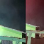 Incêndio em residência no bairro Japiim, Manaus. Fumaça escura e casa em chamas.