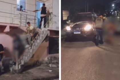 Operação policial: Imagem de agentes em ação, possivelmente prendendo suspeito.