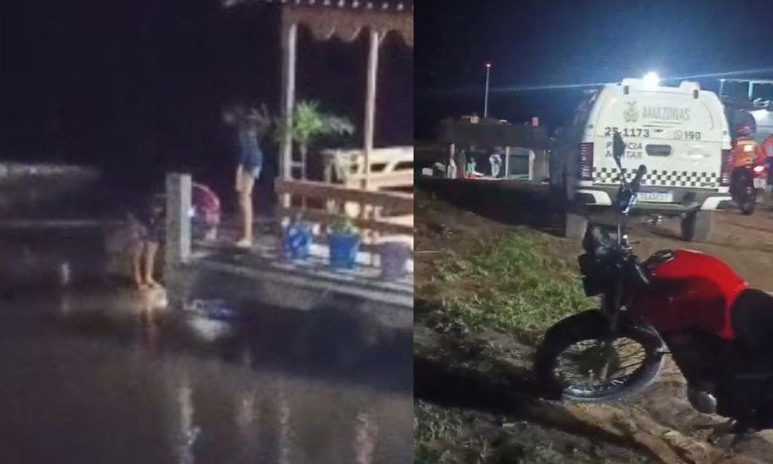 Polícia e buscas em flutuante após desaparecimento de criança no Rio Solimões.