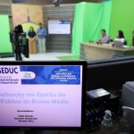 Tela de computador com informações sobre pós-graduação em gestão escolar da Seduc-AM.