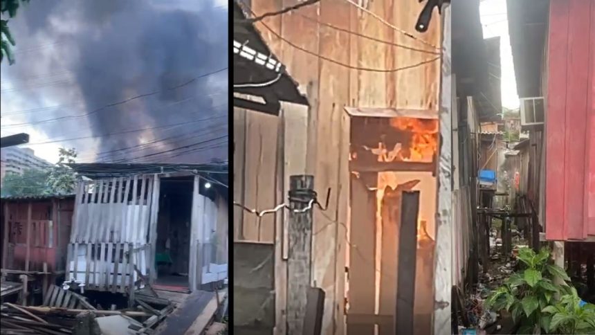 Incêndio destrói residências de madeira no bairro São Jorge, em Manaus