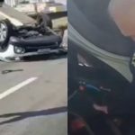 Acidente na Dutra: carro capotado e policial, possivelmente após cadeirinha salvar criança.