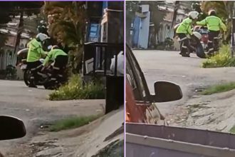 Agentes de trânsito abordam e agridem motociclista em Manaus.