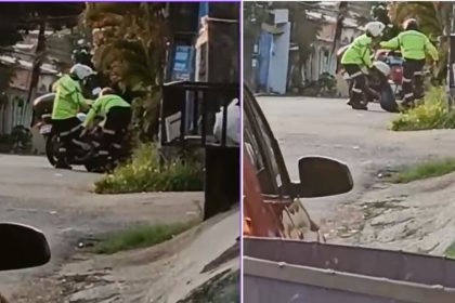 Agentes de trânsito abordam e agridem motociclista em Manaus.