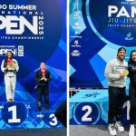 Atletas no pódio do Orlando Summer Open e Pan Jiu-Jitsu IBJJF Championship, com Brenda Ariane.