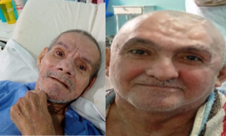 Dois homens em leitos de hospital. Busca por familiares em Manaus.