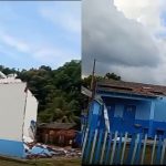 Estruturas danificadas após temporal: escola e casas destelhadas em Parintins.