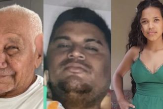 Foto de três pessoas: homem idoso, homem e mulher. Desaparecidos em Manaus.