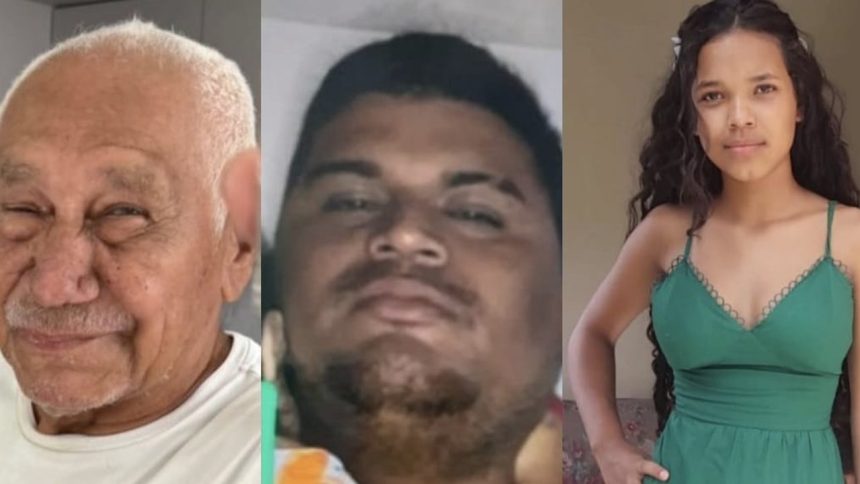 Foto de três pessoas: homem idoso, homem e mulher. Desaparecidos em Manaus.