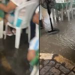Mercado Adolpho Lisboa alagado após forte chuva em Manaus.
