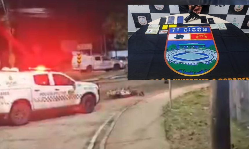 Polícia Militar do Amazonas apreende armas e prende suspeito após perseguição.