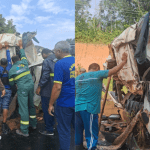 Motorista perde o controle e caminhão tomba no Km 130 da AM-010