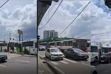 Motoristas de ônibus paralisam atividades após atraso no vale-alimentação em Manaus