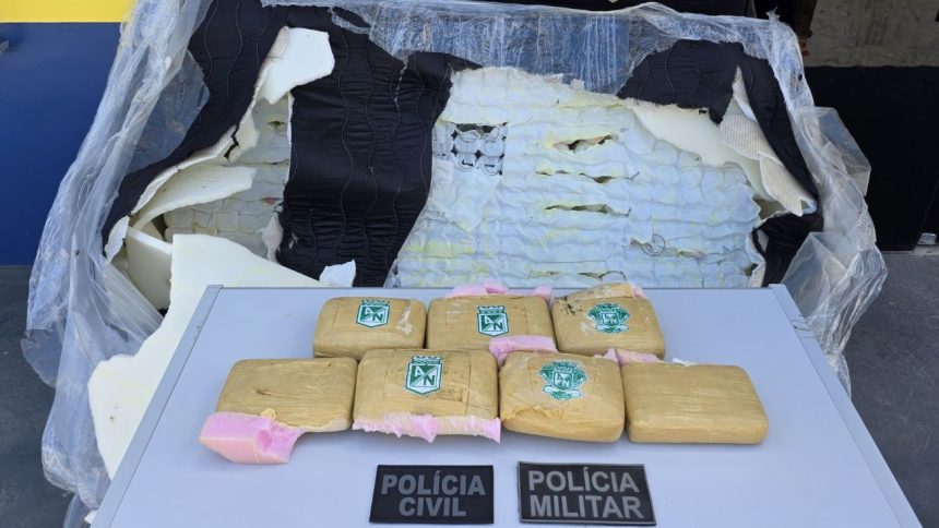 Polícia apreende oito quilos de maconha escondidos em colchão de embarcação no AM