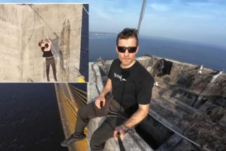Influencer polonês escala torre da Ponte Rio Negro e vídeo viraliza nas redes