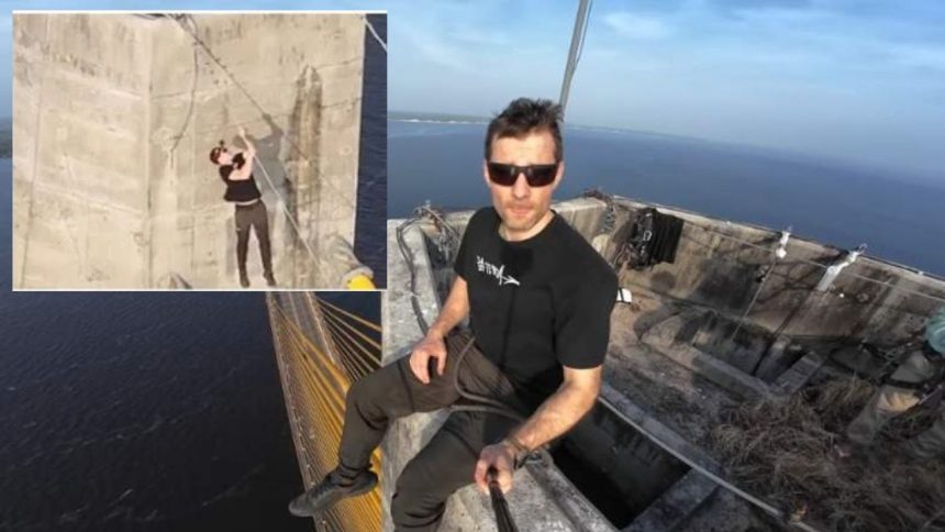 Influencer polonês escala torre da Ponte Rio Negro e vídeo viraliza nas redes