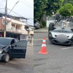 Carros colidem e veículo capota em cruzamento na zona sul de Manaus