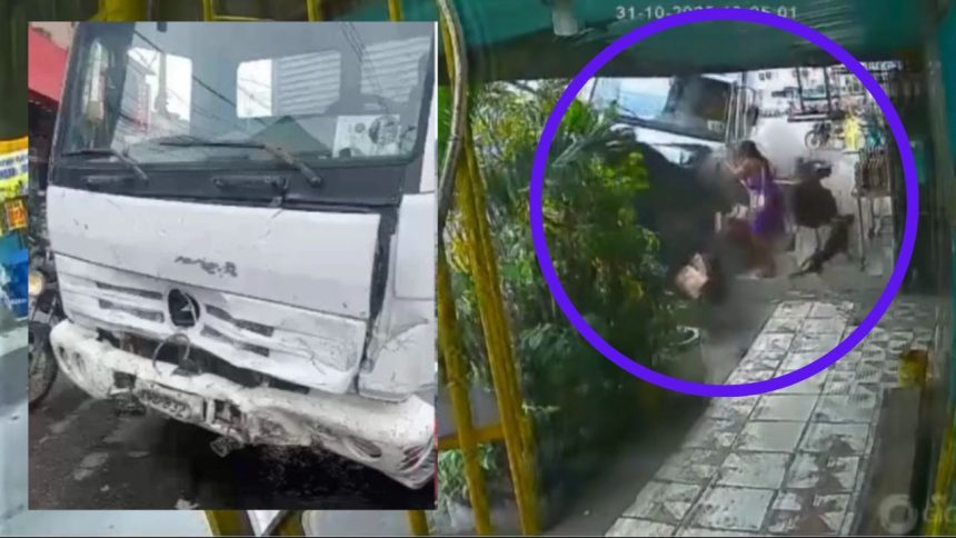 Vídeo registra caminhão desgovernado atingindo comércios na Zona Leste de Manaus