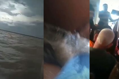 Vídeo mostra lancha enfrentando fortes ondas durante temporal em Manacapuru