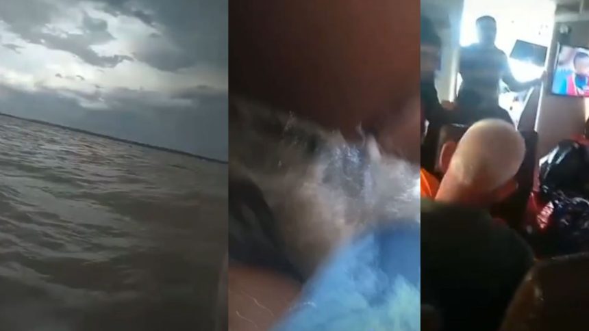 Vídeo mostra lancha enfrentando fortes ondas durante temporal em Manacapuru