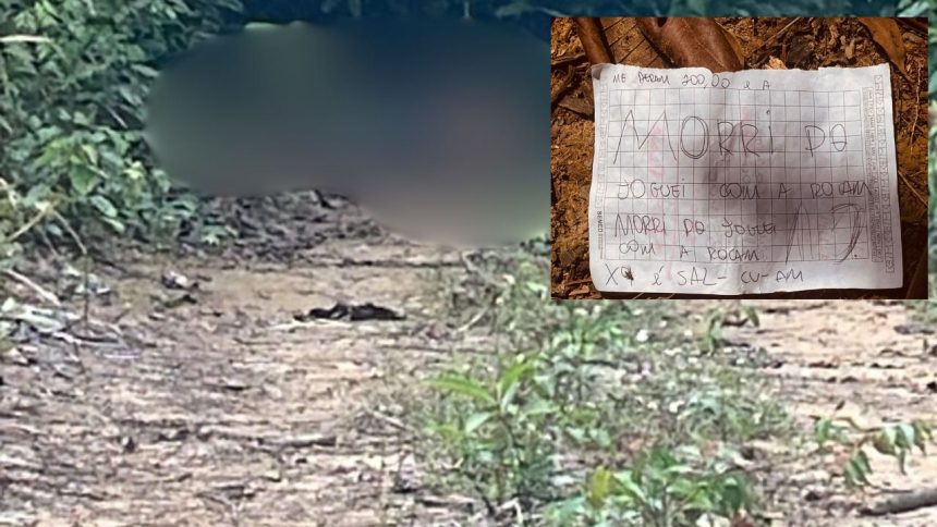 Homem é encontrado morto com corda no pescoço e bilhete em área de mata no Tarumã