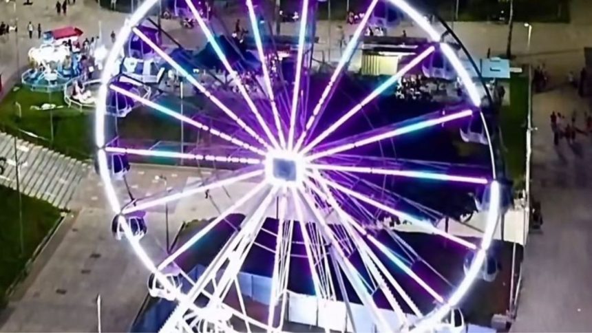 Roda-gigante na Ponta Negra trava e suspeita de ligação clandestina vira caso de polícia