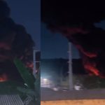 Incêndio de grandes proporções atinge fábrica de recicláveis em Manaus