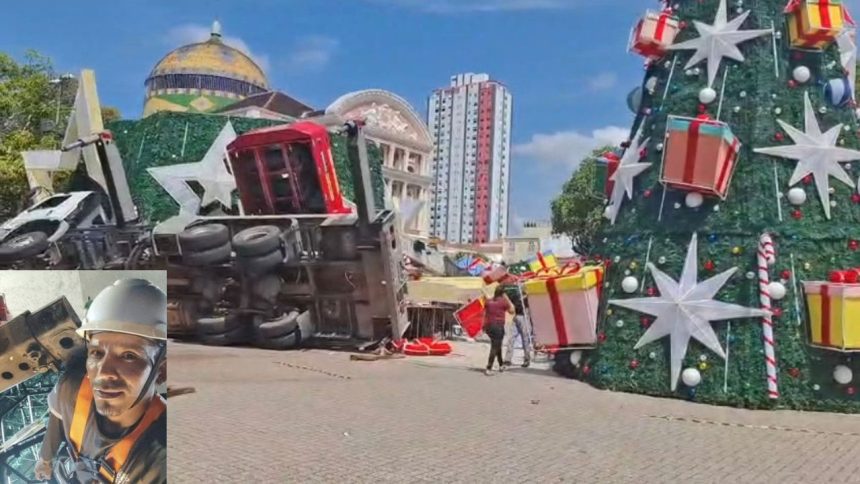 Trabalhador morre e outro fica ferido durante acidente com árvore de Natal no Largo São Sebastião