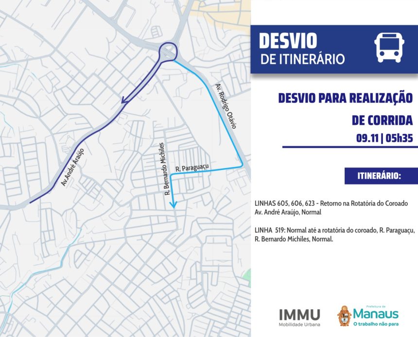 Avenidas de Manaus terão interdição e desvios temporários neste domingo