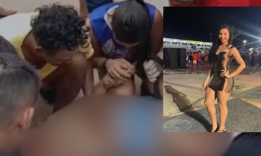 Acidente de moto em Novo Aripuanã: pessoas socorrem vítima, mulher sorrindo em segundo plano.