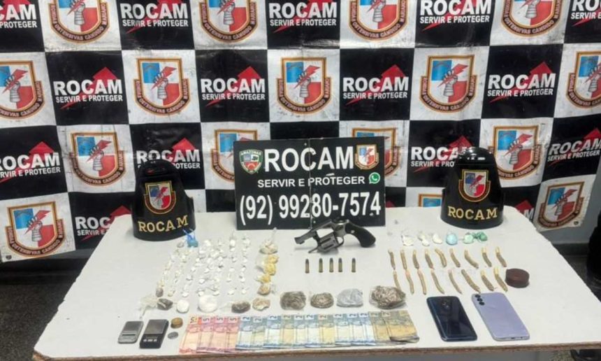 Apreensão da ROCAM: armas, drogas e dinheiro apreendidos em Manaus.