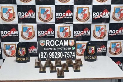 Apreensão de munições de fuzil pela ROCAM em Manaus.