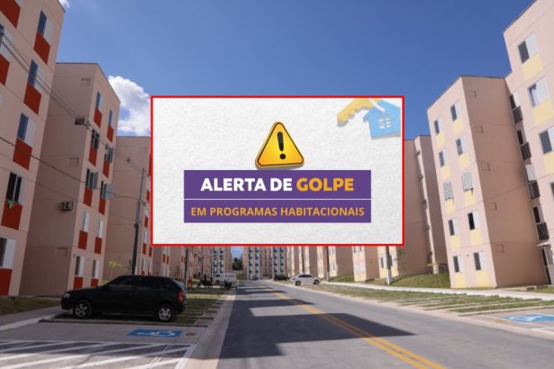 Alerta de golpe em programas habitacionais. Fachada de prédios residenciais.