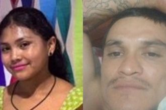 Foto de duas pessoas: mulher e homem, possivelmente procuradas pela polícia.