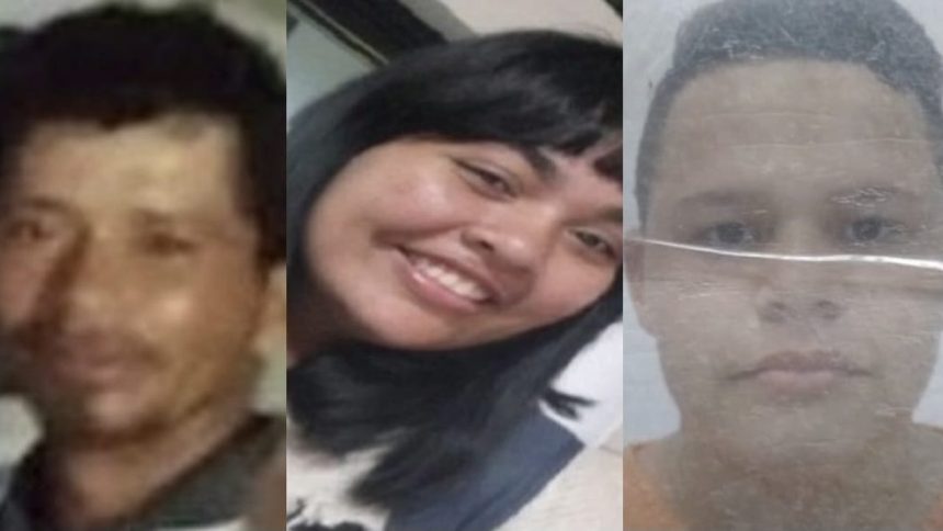 Fotos de pessoas desaparecidas em Manaus divulgadas pela Polícia Civil: homem, mulher sorrindo e rosto de jovem.