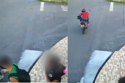 Homem em moto é visto após assalto