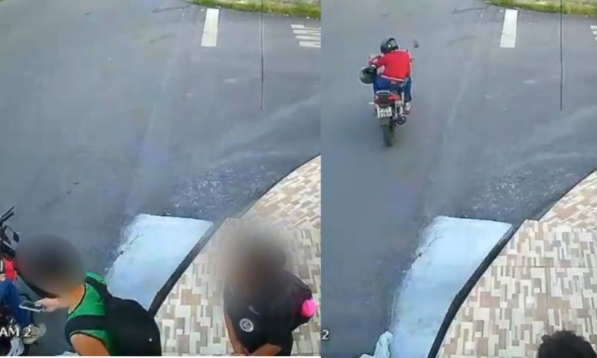 Homem em moto é visto após assalto