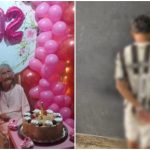 Imagem de idosa de 102 anos que foi assaltada. Do lado, o assaltante, preso