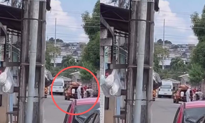 Veículos em rua, possivelmente no bairro Mutirão, com foco em incidente envolvendo abelhas.