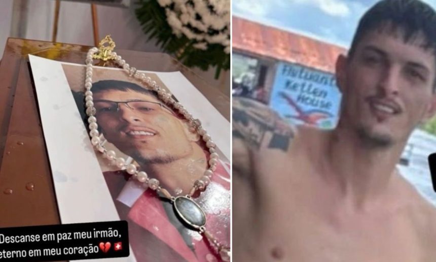 Velório de chefe do CV no Amazonas, em Manaus. Foto com imagem e terço.