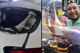 Micro-ônibus perde o freio, atinge moto e mata enfermeiro em Manaus