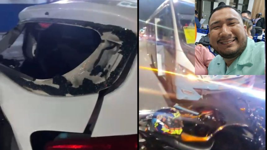 Micro-ônibus perde o freio, atinge moto e mata enfermeiro em Manaus