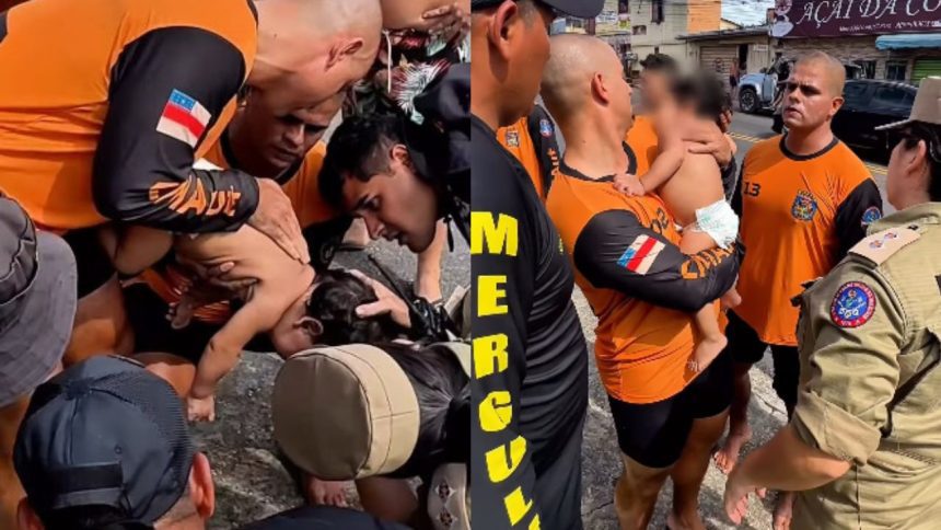 Bombeiros salvam bebê que estava engasgado em Manaus