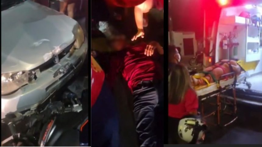 Acidente entre carro e motocicleta deixa dois feridos na zona Leste de Manaus