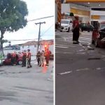 Acidente entre carro e ônibus deixa motorista preso às ferragens na zona sul de Manaus