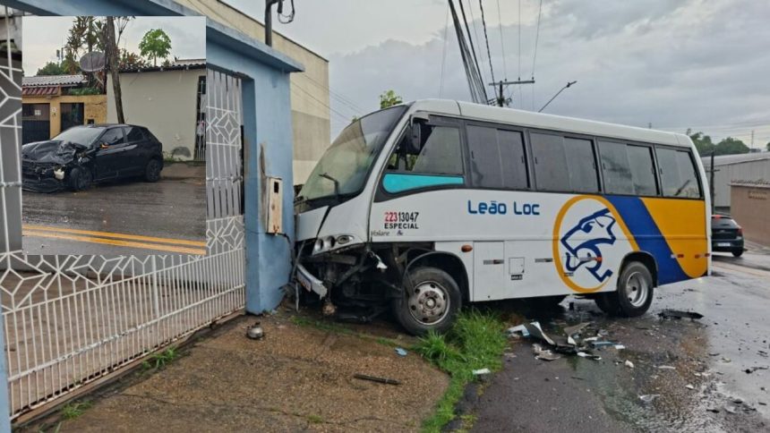 Colisão entre micro-ônibus e carro deixa feridos em avenida de Manaus