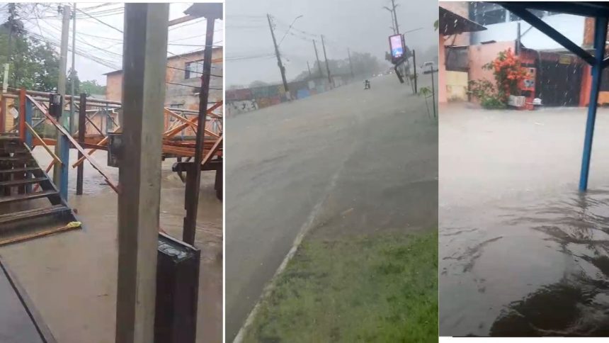 Chuva intensa provoca alagamentos em diversos pontos de Manaus
