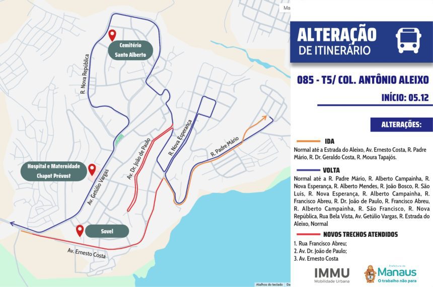 Linha 085 atenderá novas vias no Colônia Antônio Aleixo