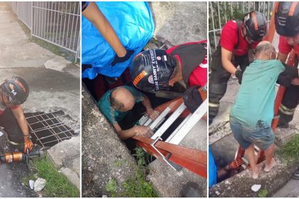 Idoso é resgatado após passar dois dias preso em bueiro em Manaus